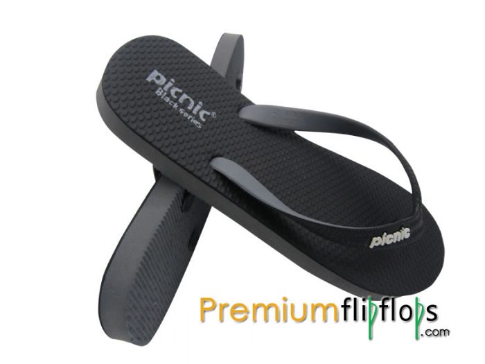 &Quot;Carbon Grey&Quot; Picnic Black Series Natural Rubber Flip-Flops - Image 2