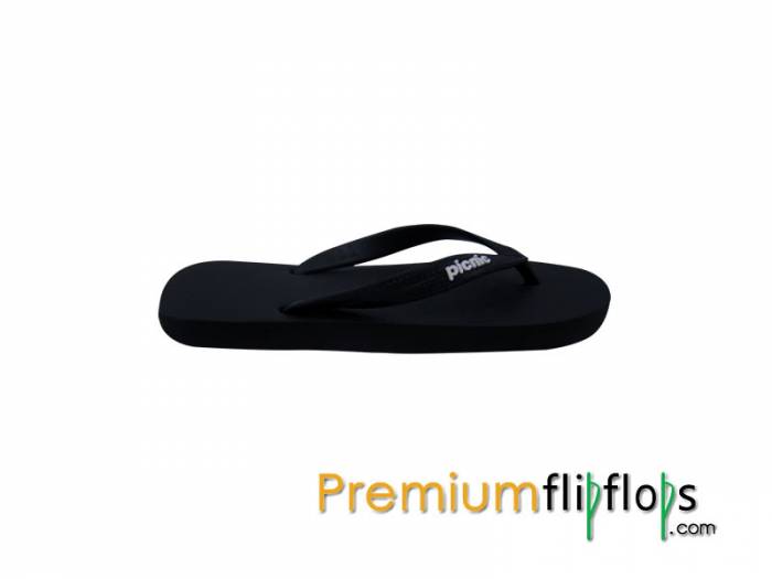 Ebony Black Picnic Logo Embossed Slick Series Natural Rubber Flip-Flops Charcoal Black Strap - Image 4