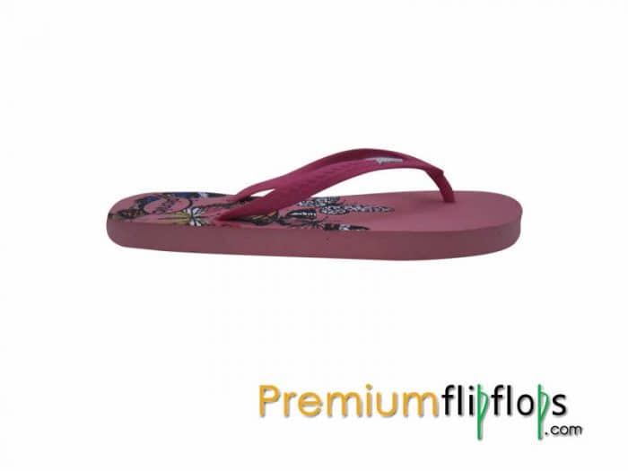 Beaux Papillons Picnic Sérigraphie Pantoufles En Caoutchouc Naturel -Rose Et Fuchsia – Image 4