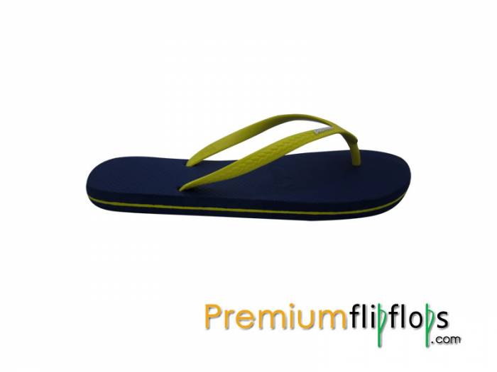 Tongs En Caoutchouc Naturel Lisse Avec Logo Picnic Bleu Royal En Relief - Jaune Citron – Image 4