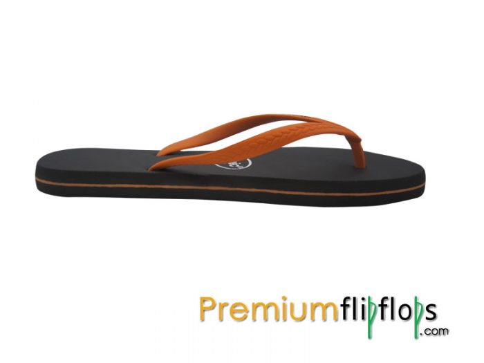 Sandal Jepit Karet Licin Piknik Coklat Tua Tali Wortel Oranye - Gambar 4