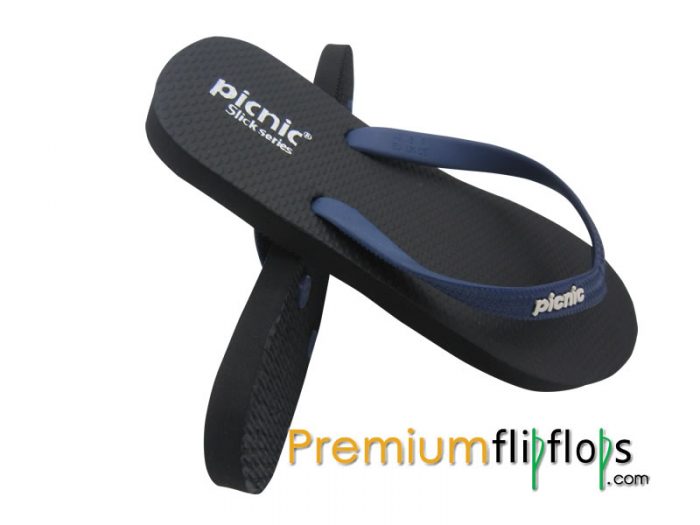 ตัวหนาสีดำรองเท้าแตะยางธรรมชาติ Picnic Slick Series สายรัดกองทัพเรือฝรั่งเศส - Image 2