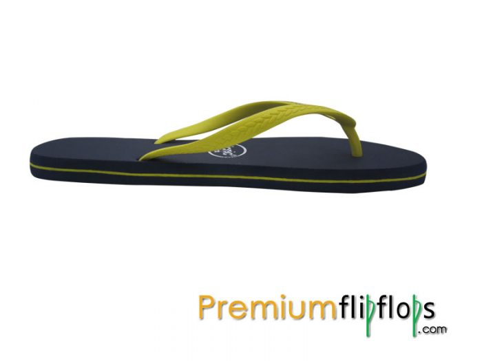 Sandal Jepit Karet Piknik &Quot;Denim Nimes&Quot; Licin Tali Kuning Lemon - Gambar 4