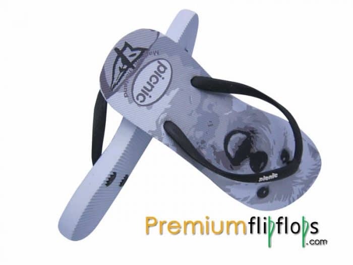 Jepang Spitz Puppy Picnic Sablon Sandal Karet Alam -Hitam Putih - Gambar 2