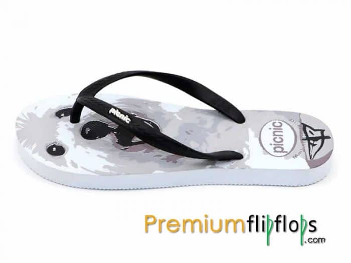 Jepang Spitz Puppy Picnic Sablon Sandal Karet Alam -Hitam Putih - Gambar 5