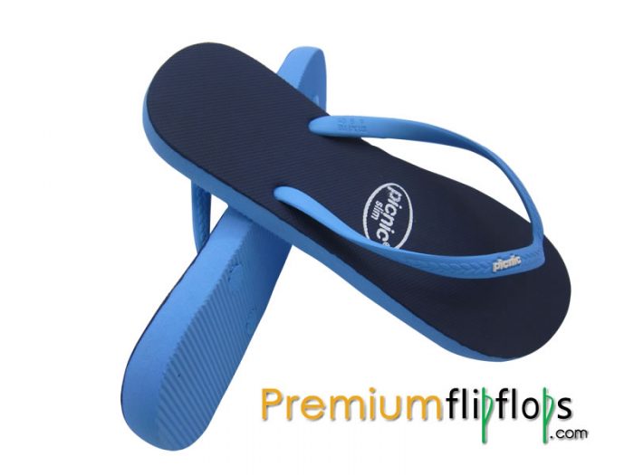 Denim Nimes, Caroline Blue Picnic Chanclas Finas De Caucho Natural - Imagen 2