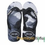 Sablon Picnic Selancar Laut Sandal Karet Alam -Hitam dan Hitam - Gambar 3