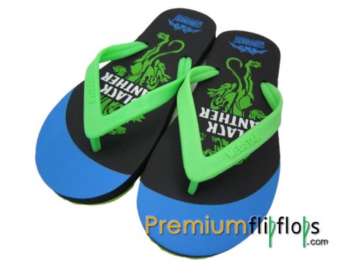 Gents Black Panther Pattern Flip Flops