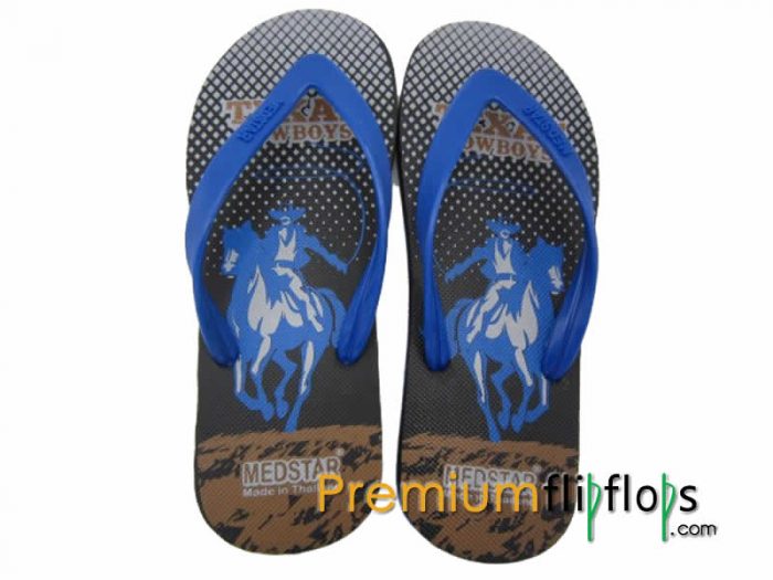 Texas Cowboy Print Medstar Mt-28 Natural Rubber Dan Eva Flip-Flop - Gambar 2