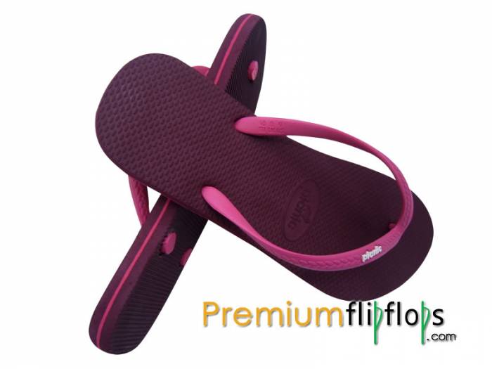 Ilogo Ye-Lavender Picnic Embossed Slick Natural Rubber Flip-Flops Candy - Pink Red - Image 2