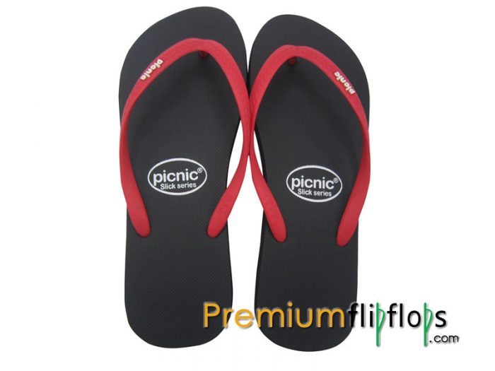 Ladies Coal Black Rubber Flip Flops