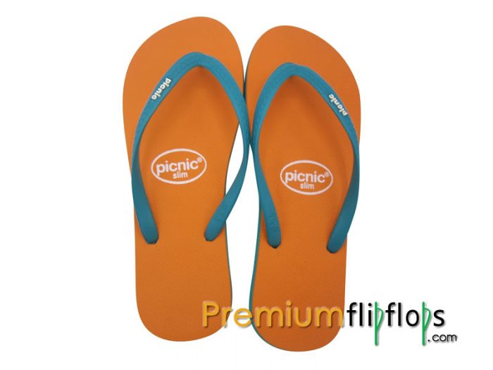 รองเท้าแตะผู้หญิง Picnic รุ่น Slim สีส้ม-ฟ้าน้ำทะเล - Image 3