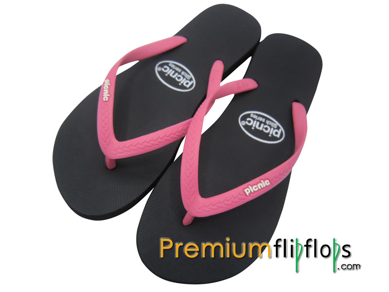 Ladies Pitch Black Rubber Slippers