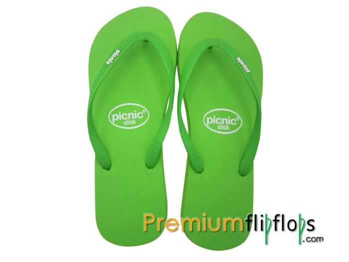 Kelly Green Picnic Slick Rubber Flip-Flop Tali Neon Hijau - Gambar 3