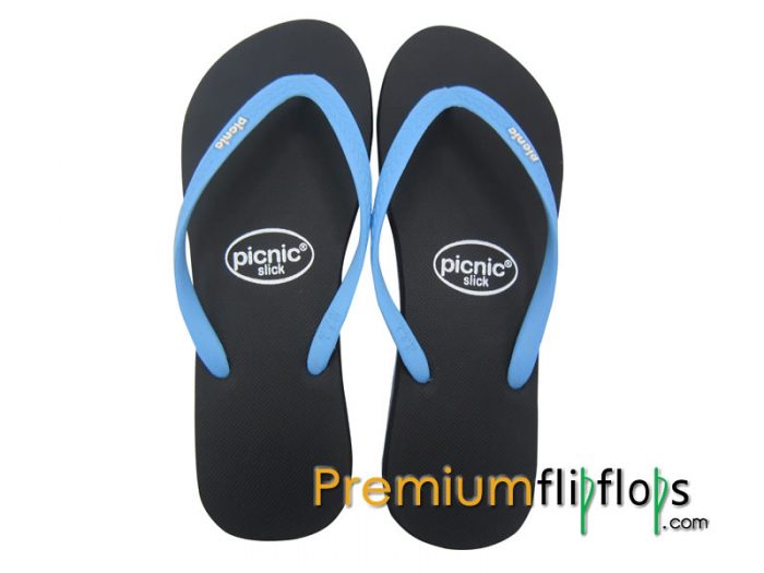 Sandal Jepit Karet Piknik Ebony Licin Carolina Blue Strap - Gambar 3