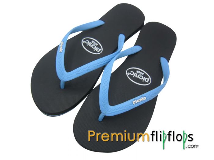 Sandal Jepit Karet Piknik Ebony Licin Carolina Blue Strap