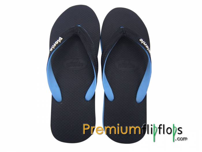 Coal Hitam Dengan Serulean Picnic Logo Timbul Seri Hitam Selipar Getah Asli - Image 3