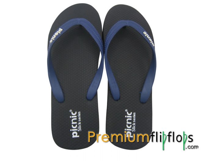 ตัวหนาสีดำรองเท้าแตะยางธรรมชาติ Picnic Slick Series สายรัดกองทัพเรือฝรั่งเศส - Image 3