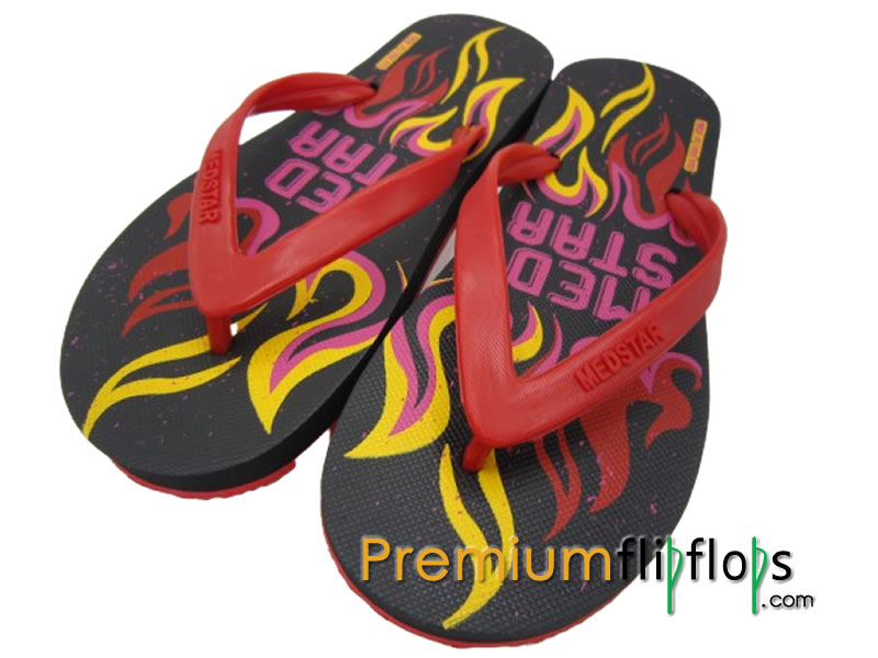 Fire Flare Print Medstar MT-32 Natural Rubber And EVA Flip-flops Screen  Print » PremiumFlipflops.com