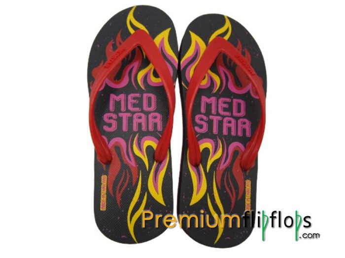 Fire Flare Print Medstar Mt-32 Natural Rubber Dan Eva Flip-Flops Screen Print - Gambar 2