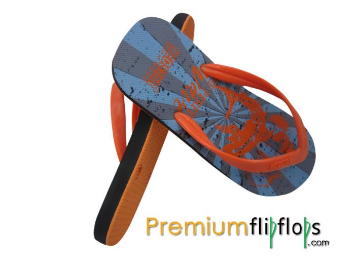 Men Natural Rubber High Wave Print Flip Flops