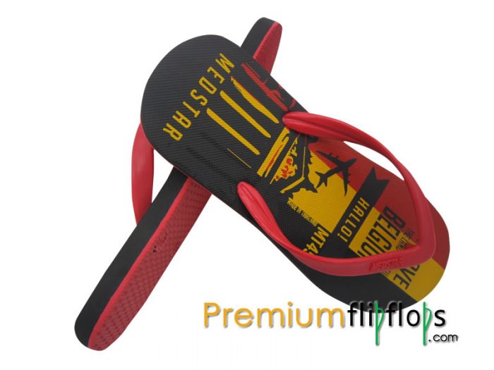 Men Rubber Belgium Travel Print Flip Flops