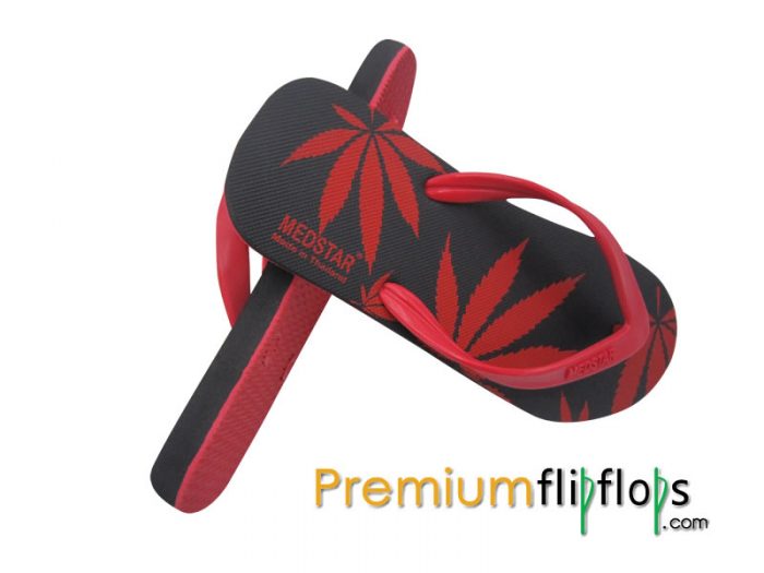 Men Rubber Cannabis Print Flip Flops