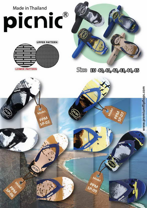 Picnic Screen Print Rubber Slippers Thongs