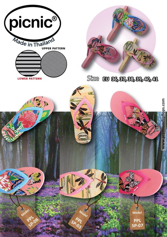 Picnic Screen Print Flip-Flops