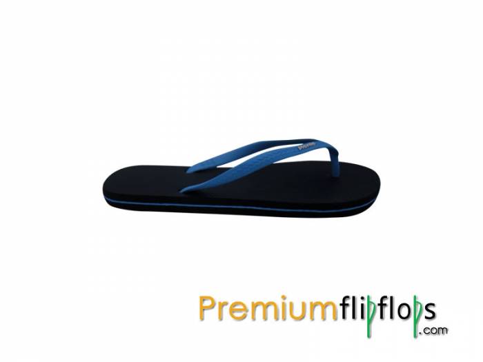 Logo Berkelah Biru Indigo Timbul Licin Getah Asli Selipar Carolina - Tali Biru - Image 4
