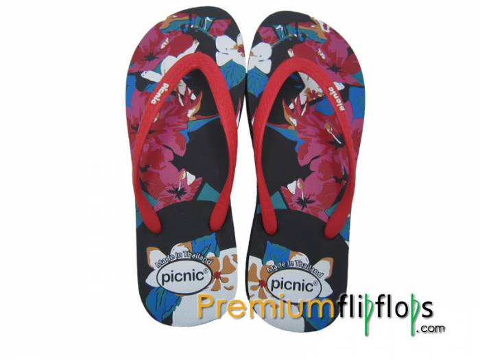 Chanclas Negras De Caucho Natural Con Serigrafía Picnic - Elegantes Y Potentes - Imagen 3