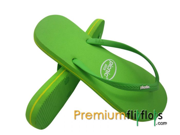 Kelly Green Picnic Slick Rubber Flip-Flop Tali Neon Hijau - Gambar 2