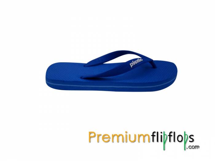 Deep Blue Picnic Logo Relieve Slick Chanclas De Caucho Natural Correa Azul Real - Imagen 4