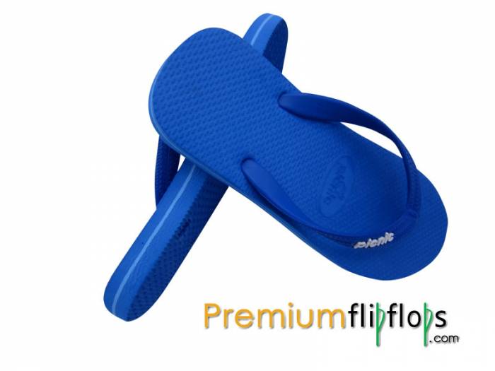 Deep Blue Picnic Logo Relieve Slick Chanclas De Caucho Natural Correa Azul Real - Imagen 2