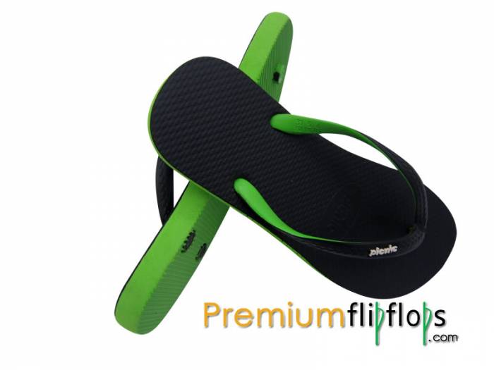 Blackish Upper With Italian Pistachio Picnic Logo Embossed Black Series Natural Rubber Flip-Flops - Image 2