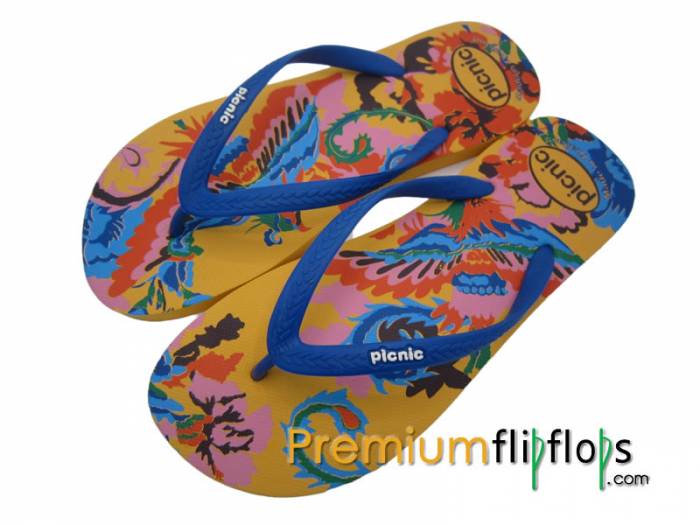 I-Flip-Flops Yabesifazane Yerabha Yemvelo Yabesifazane Ene-Picnic Screen Print Sky Blue