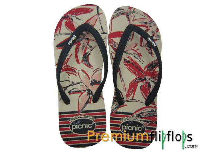 Navy Blue Flip-Flops Withrubber And Eva, Picnic Screen Print, Feminine And Versatile - Image 3