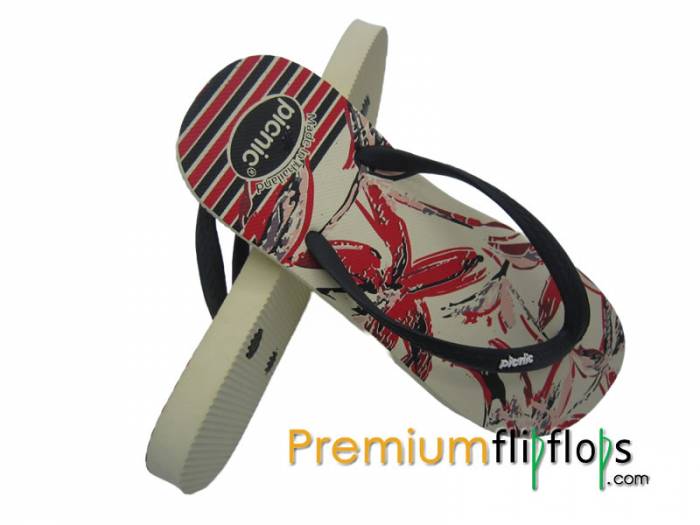 Navy Blue Flip-Flops Withrubber And Eva, Picnic Screen Print, Feminine And Versatile - Image 2