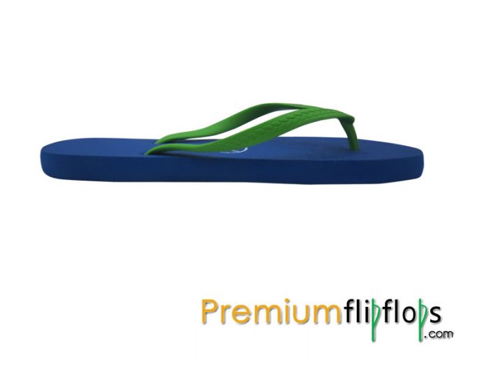 Sandal Jepit Karet Klasik Piknik &Quot;Biru Mesir&Quot; Tali Neon Merah - Gambar 3